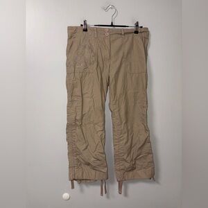 Ingredients Tan Cargo Capris Floral Embroidered Pocket y2k Style Utility Size 8